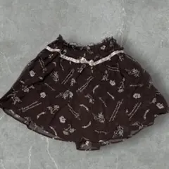 新品未使用 Ank Rouge ブラウン ピンク ミニスカート フレア リボン