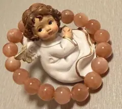 オレンジムーンストーン10mm シンプルブレスレット15号 さざれ石オマケ付き