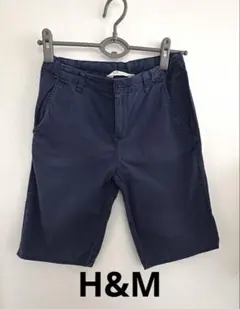 【H&M】ネイビー ハーフパンツ 11-12Y キッズ 男の子 ウエスト調節可