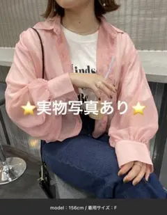 nemne store シアー素材 長袖シャツ ピンク フリーサイズのサムネイル
