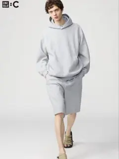 2着セット UNIQLOC スウェットワイドショーツ XL BLACK Gray