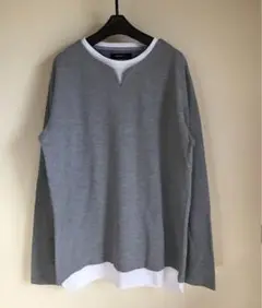 グレー クルーネック 長袖カットソー