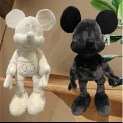 【新品】コストコ ホワイト& ブラック ミッキー ぬいぐるみ 特大 ブランケット