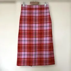 ZARAナロースカート　ピンクチェック