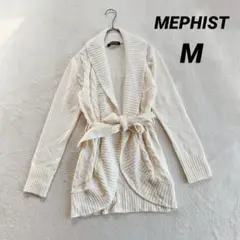 【メフィスト】ケーブル編み ニットカーディガン (M) ガウン アイボリー
