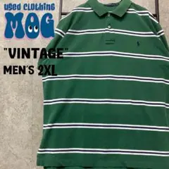 《US古着》ポロ ラルフローレン 半袖 ポロシャツ ボーダー メンズ2XL