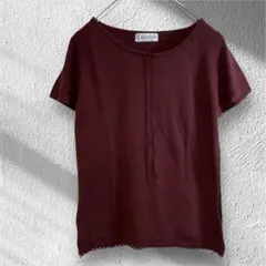 【ca33】22 OCTOBRE 半袖ニット カットソー トップス　ボルドー