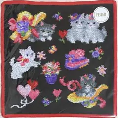 フェイラー　タオルハンカチ　モンプティシャ　ブラック×レッド