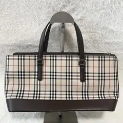 ✨️極美品✨️バーバリー　ノバチェック　ハンドバッグ　キャンバス　レザー