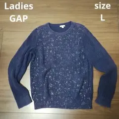 古着 レディース GAP ニット ネイビー ラメ Lサイズ ギャップ
