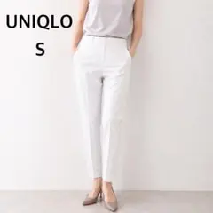 UNIQLO スマートアンクルパンツS ホワイトピンストライプ2WAYストレッチ