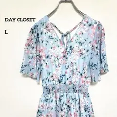 DAY CLOSET 花柄 フリルロングワンピース Lサイズe865のサムネイル