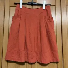 ひざ丈 フレアスカート テラコッタ Mサイズ相当 裏地付き オレンジブラウンのサムネイル