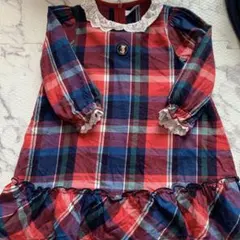 ファミリア　チェック柄ワンピース（赤、青、緑）　80