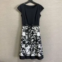 【美品】A-proudly ウエスト切り替えリボン付きワンピース(ブラック)