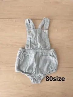 H&M グレー オーガニックコットンロンパース サロペット オーバーオール80