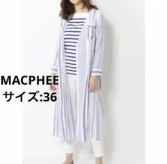 美品　マカフィー　カシュクール　シャツワンピ　青　ストライプ　36 ワンピース