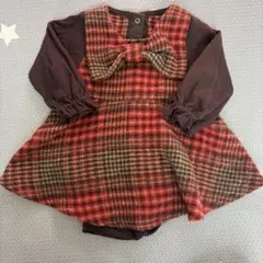 ブランシェス　シャギーチェック柄長袖ロンパース　70サイズ　ベビー服