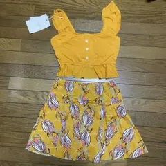 【新品】ボタニカル柄水着★水着 ビキニ フリル 体型カバー ネイビー