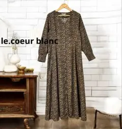 le.coeur blanc 花柄 Vネック ロングワンピース 長袖 38