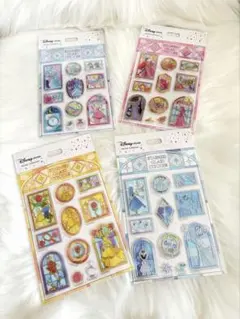 ディズニーストア　ステンドグラス風ステッカー　4種