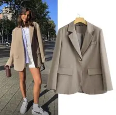 【最終値下げ】オーバーサイズジャケット カーキブラウン ベージュ ZARA風