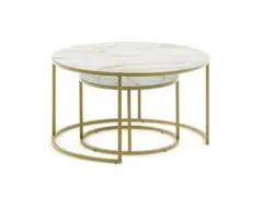 ZARA HOME ネストテーブル 大理石 ゴールド - メルカリ