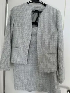 ツイード　水色　ジャケット　セットアップ　スカート