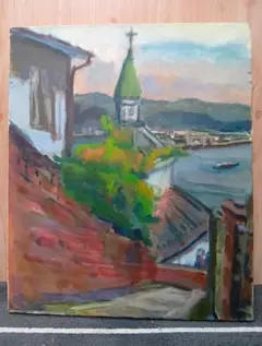 寺島龍一 油絵 風景画 熱海風景 額装 日本芸術院会員 日展顧問 光風会理事長 寺島龍一 油絵 風景画 熱海風景 額装 日本芸術院会員 日展顧問 光風会