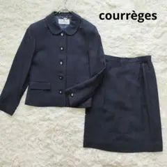 美品　クレージュ スーツ　セットアップ ラメツイード　丸襟　ロゴボタンお受験