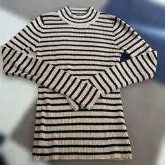 Heather ストライプ 長袖セーター Fサイズ