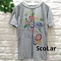 ScoLar 花柄プリント グレー 半袖Tシャツのサムネイル