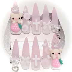 ネイルチップ 平成女児 量産型 ピンク ねこ サブカル ゴテゴテ 地雷系