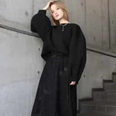 MURUA タックスリーブルーズスウェット　黒