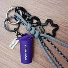 パラコードバッグチャーム【グレー×ブラックブルー】BOTTLE-PURPLE