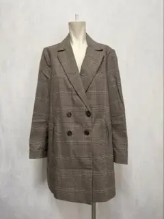 ZARA BASIC チェック柄 ダブルブレストコート