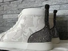 Louboutin スニーカー 41.5/26.5 ホワイト スワロフスキー