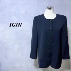 【大きいサイズ】IGIN テーラードジャケット ノーカラー ブラック 4760