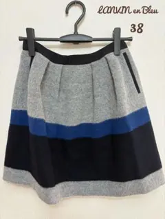 【LANVIN en Bleu】プリーツ 台形 ミニスカート 38