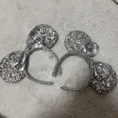 ディズニー スパンコールカチューシャ シルバー2点セット