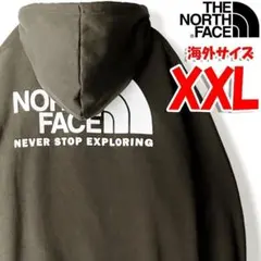 ノースフェイス パーカー メンズ バックプリント カーキ 海外XXLサイズ tb