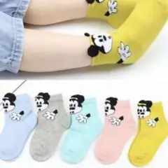 新品ミッキーマウス　シンプルかわいいアンパンマン　キッズソック子供靴下　5足