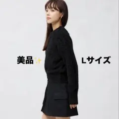 GU シャイニークルーネックセーター　長袖　黒　Lサイズ