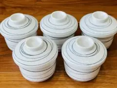 5点セット　茶碗蒸し　美濃焼　うずライン