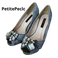 PetitePeclc プチペルル ビジュー パンプス オープントゥ グレーのサムネイル