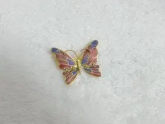 蝶のブローチ 赤 青 金