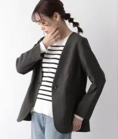 Global work お手入れらくらくSET UPノーカラージャケット