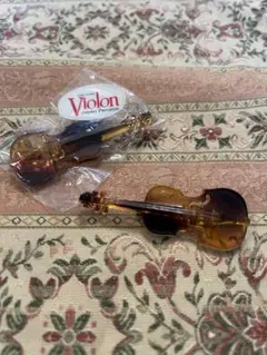 Violon 小型バイオリンブローチ ブラウン・アンバー