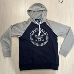 adidas Originals フード付きパーカー L ネイビー/グレー