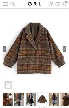 チェック柄ダブルボタンコート　グレイルGRL